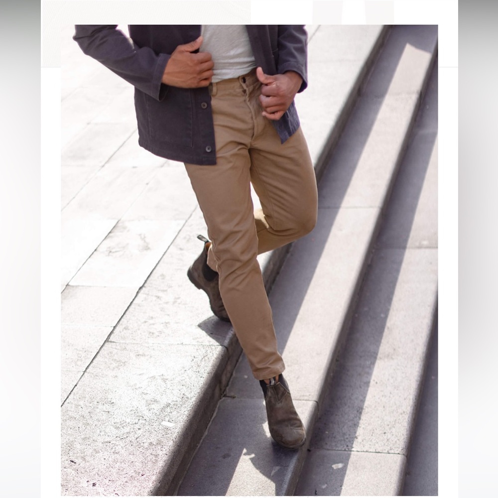 ALEX CRANE ORGANIC COTTON CANVAS CHAM PANTS RAW EDGE SHORT CHINOS PANTS MEN 28